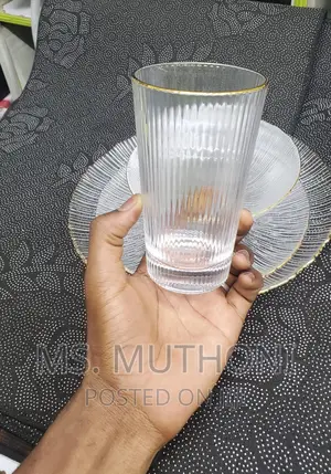 24PCS High Quality Glass Dinner Set With Gold Rim*