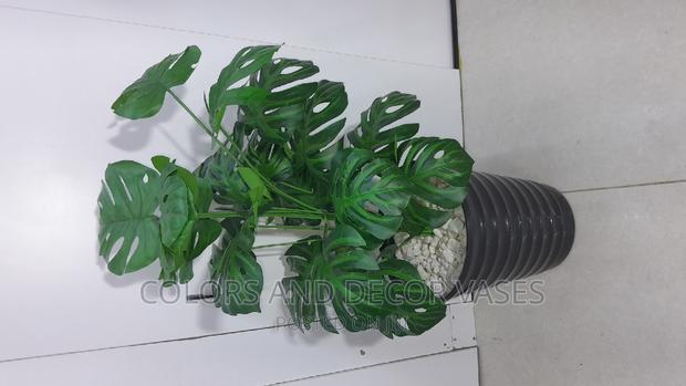 3ft Plastic Vase With Artificial Monstera Plant - main view