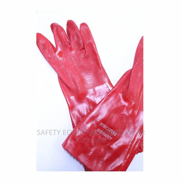 Red PVC Rubber Gloves - thumbnail 2