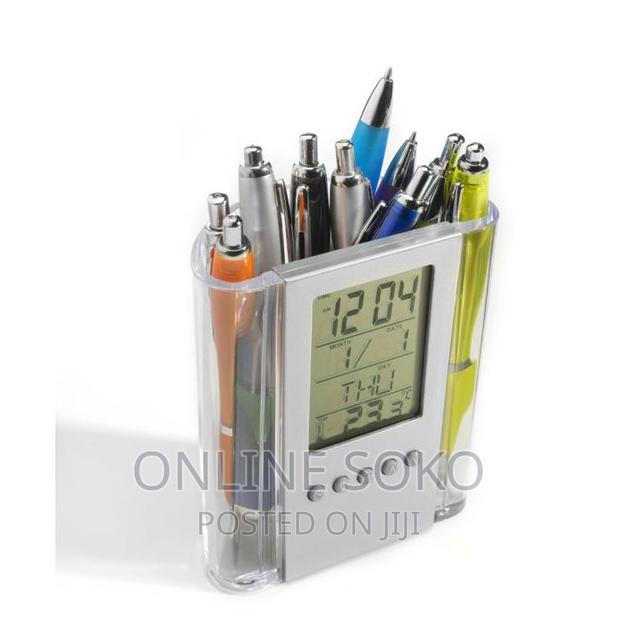 Multi-Functions LCD Digital Clock Desk Pen Holder Organizer - thumbnail 4
