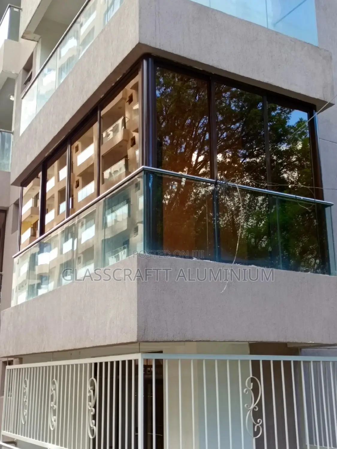 Coated Brown Aluminum Balcony Glazing