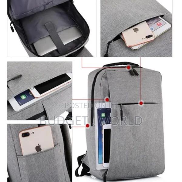 Good Quality- Economical Grey Anti-Theft Laptop Backpack - main view