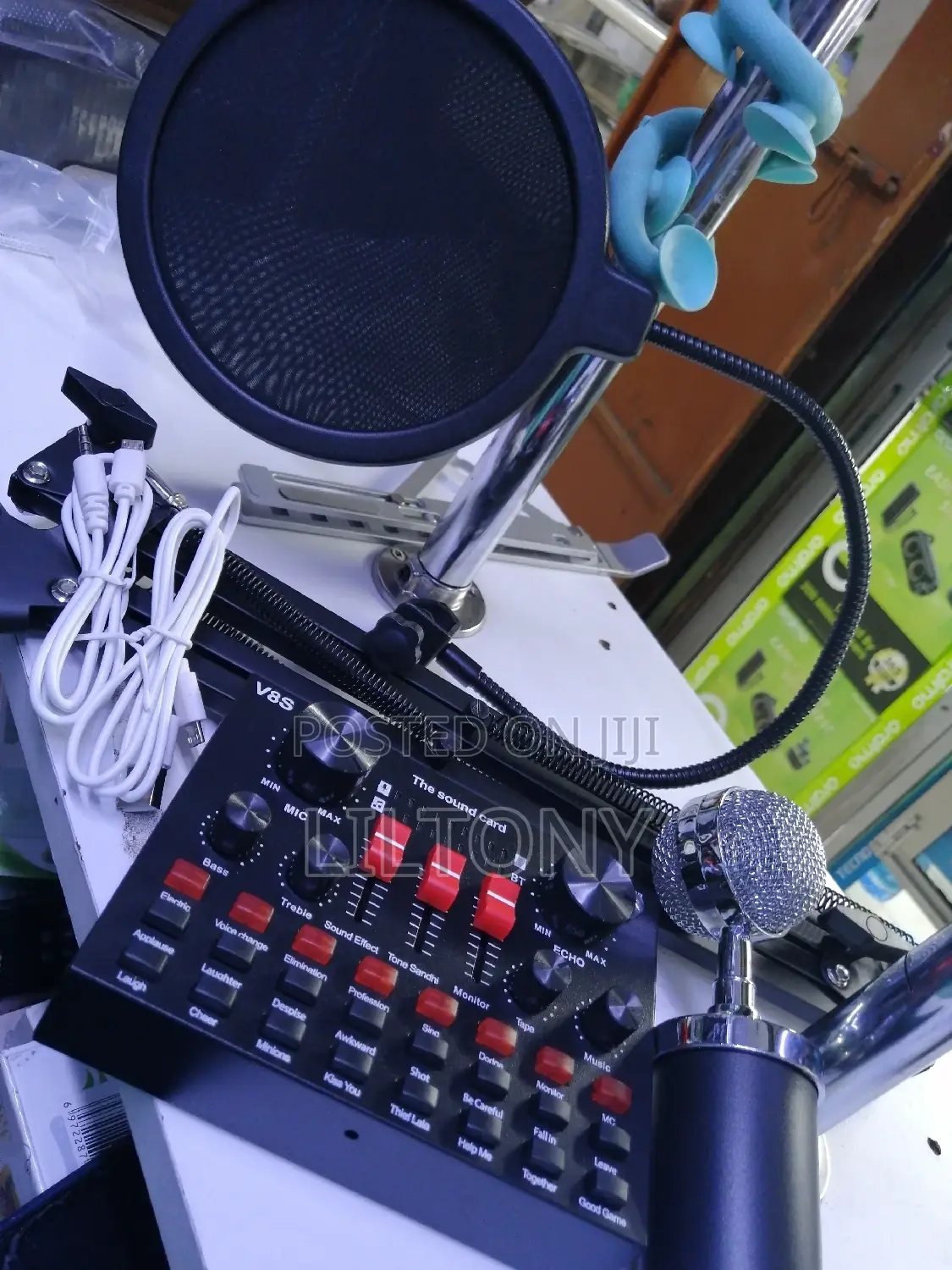 Condenser Microphone V8s With Sound Card