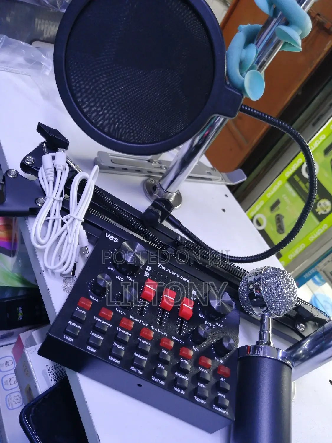 Condenser Microphone V8s With Sound Card