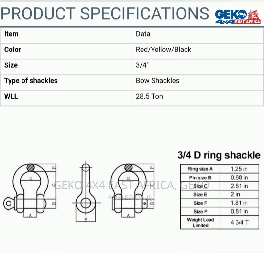 D Shackles, D-Ring, Bow Shackles 57,000 LBS-Pair (28.5 Ton)
