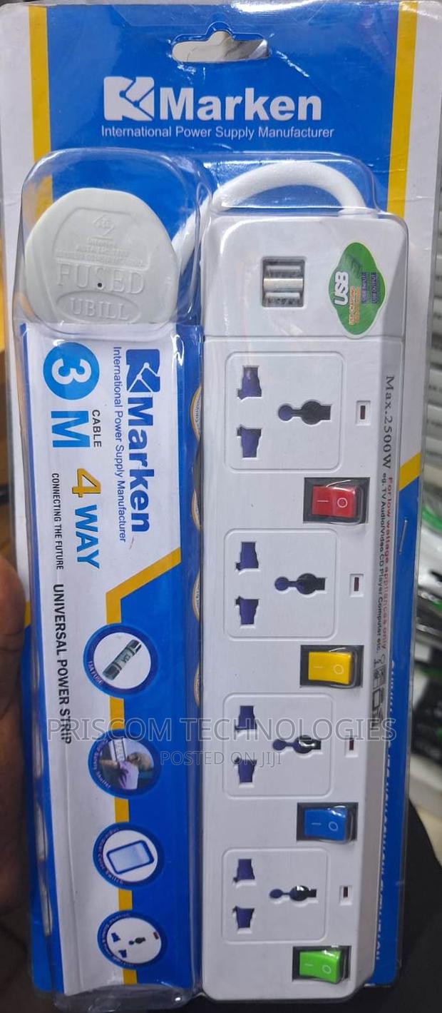 Marken 4way Extension With 2 USB Ports With 3M Cable - thumbnail 2