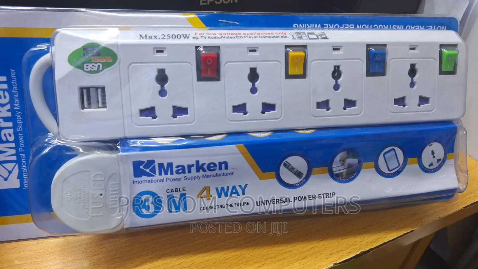 Marken 4way Extension With 2 USB Ports With 3M Cable