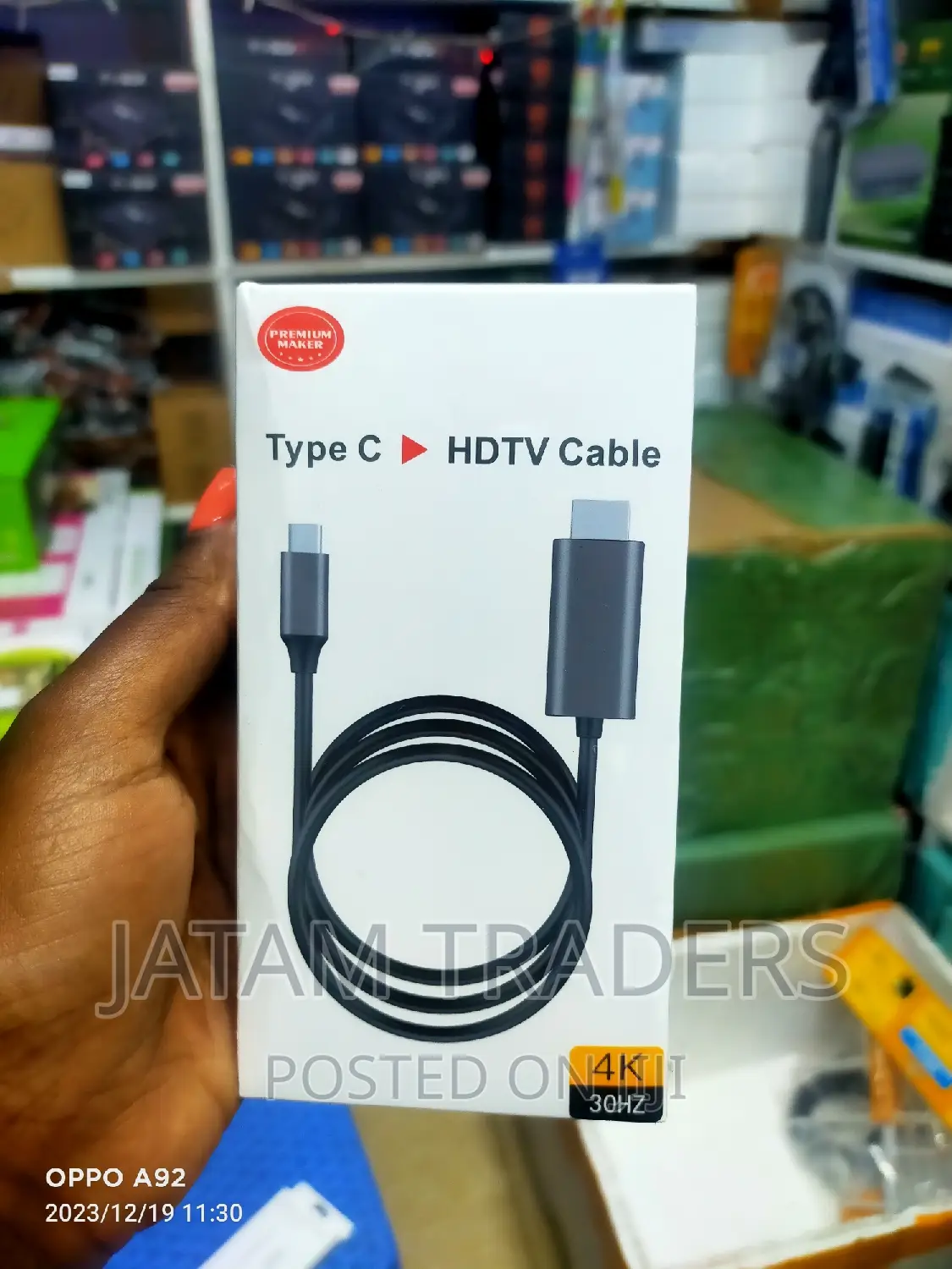 Black Type C to HDMI Cable