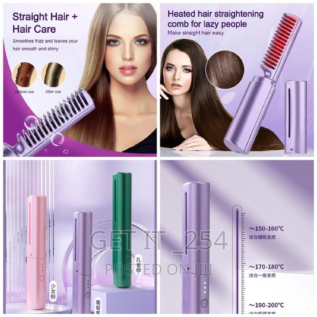 Wireless Hair Straightening Comb Rechargeable Using USB. - main view