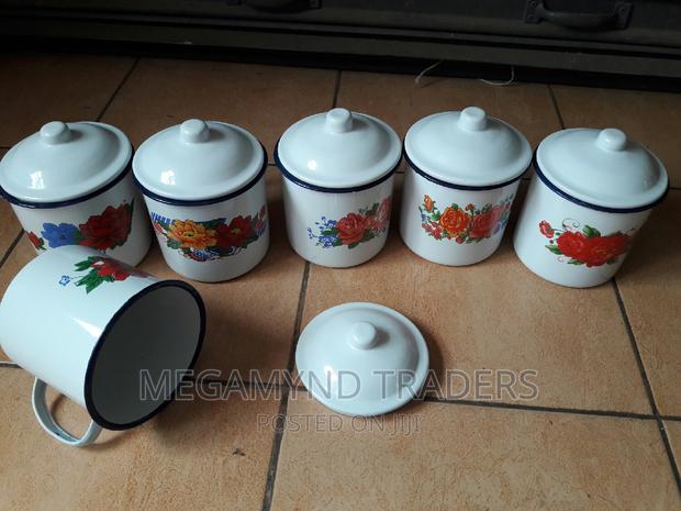 Enamel Mug 1.2litre With Lid/1pc Traditional Big Cup - main view