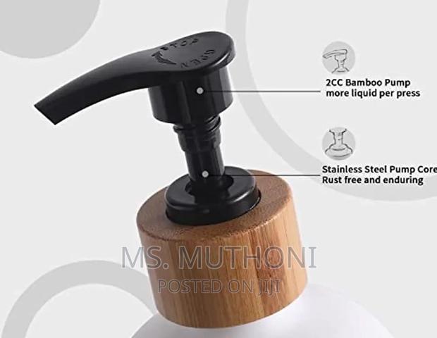 HANDS 2 in 1 Ceramic Soap/Lotion Bottle With Bamboo Base - thumbnail 3