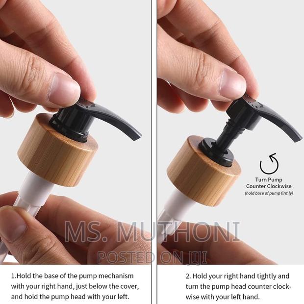 HANDS 2 in 1 Ceramic Soap/Lotion Bottle With Bamboo Base - thumbnail 4