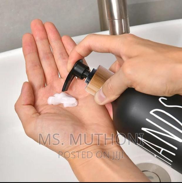 HANDS 2 in 1 Ceramic Soap/Lotion Bottle With Bamboo Base - thumbnail 5