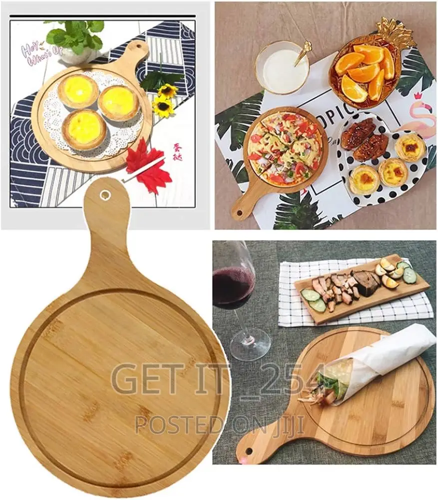 Wooden Bamboo Pizza Plate Chop Board Available in 2sizes: