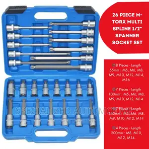 26 Piece M-Torx Multi Spline 1/2" Socket Set