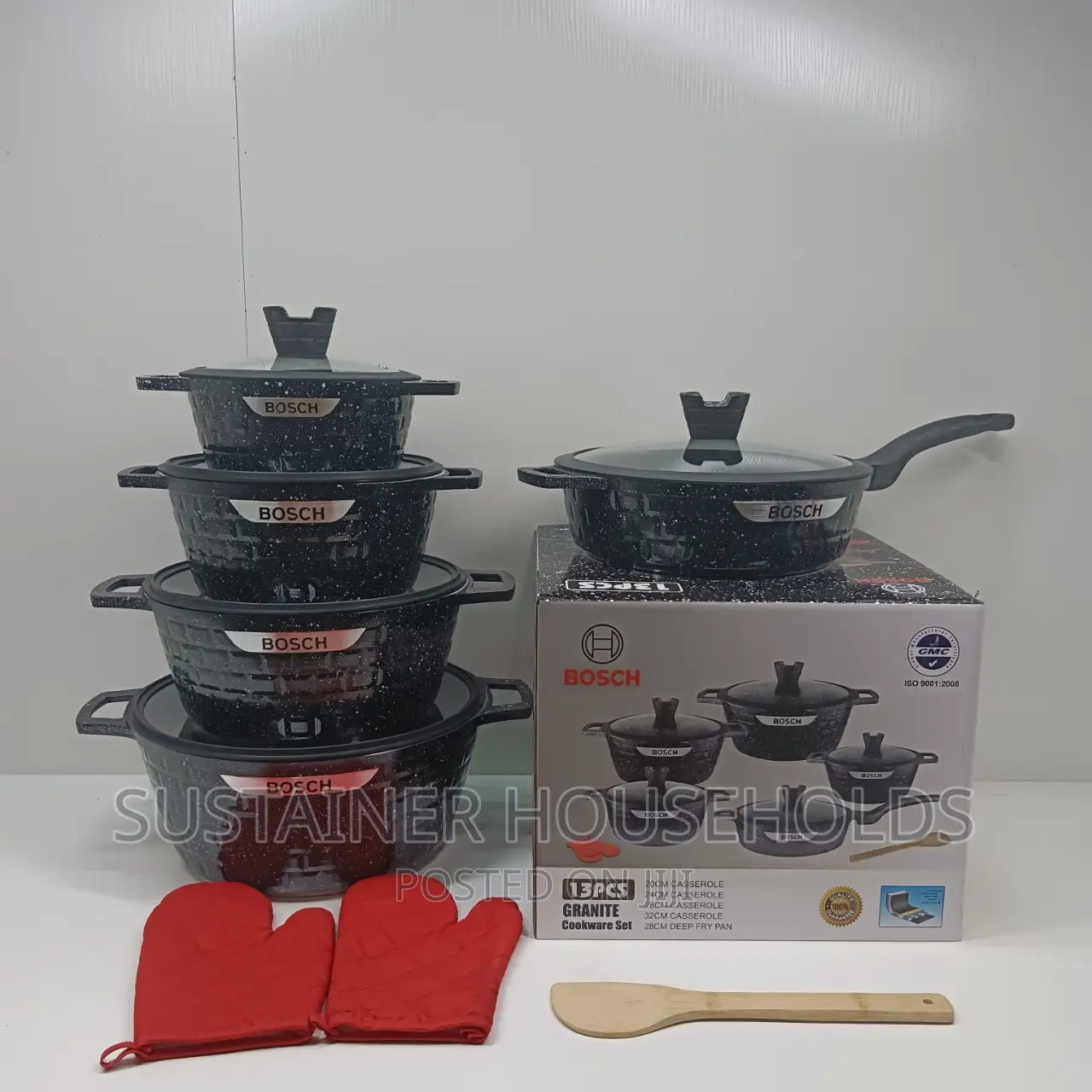*_Bosch 13pc Cookware With Silicon Lid Covers*_ 
Black