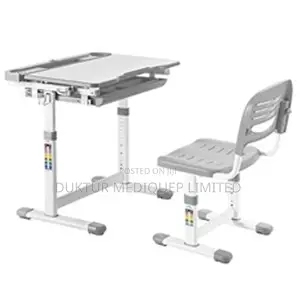 Height Adjustable Kids Desk Full Backrest Chair Set