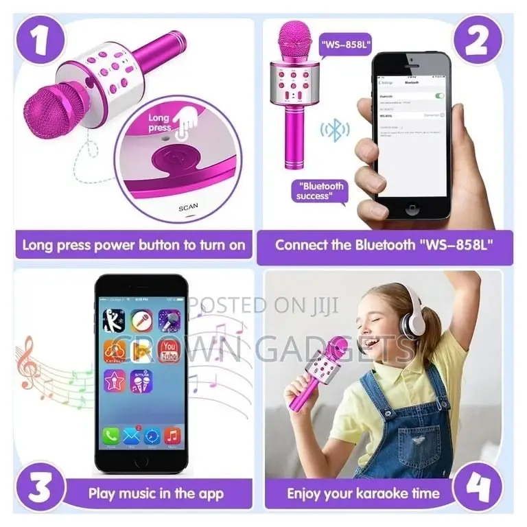 Bluetooth Karaoke Microphone, Wireless Rechargeable Mic