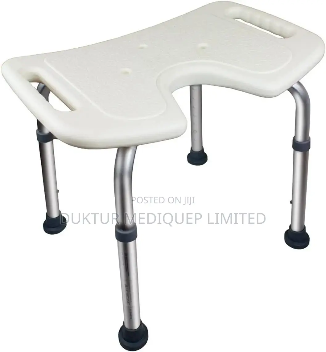 Bath Stool, Height-Adjustable, U-Shape Seat, Anti-Slip Tips