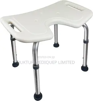 Bath Stool, Height-Adjustable, U-Shape Seat, Anti-Slip Tips