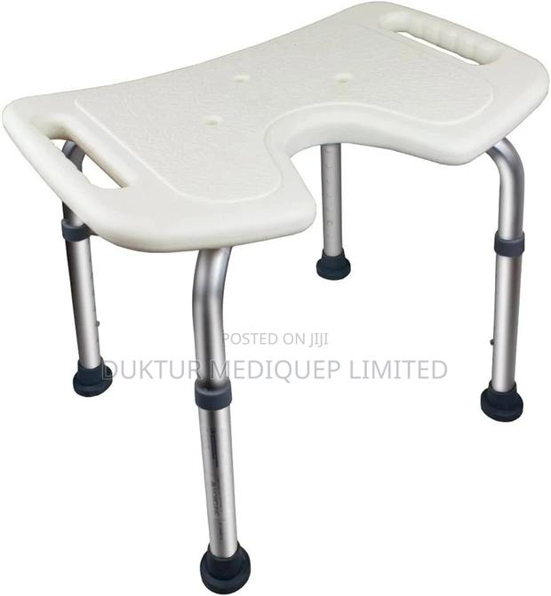Bath Stool, Height-Adjustable, U-Shape Seat, Anti-Slip Tips - main view