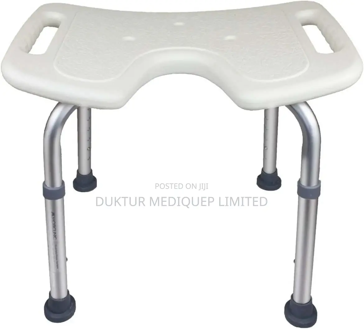 Bath Stool, Height-Adjustable, U-Shape Seat, Anti-Slip Tips