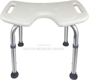 Bath Stool, Height-Adjustable, U-Shape Seat, Anti-Slip Tips