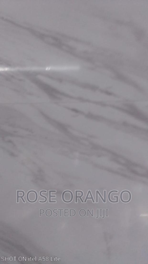 White With Cream Glossy Floor Tile