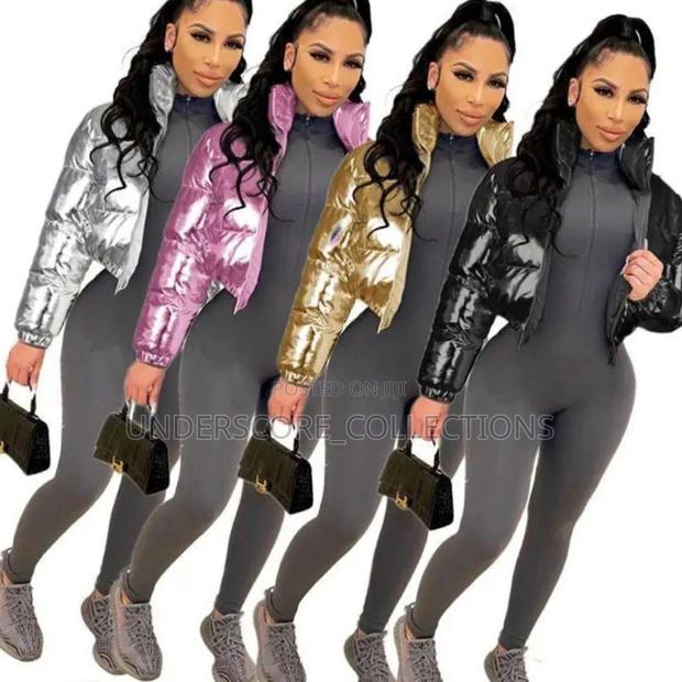 High-End Ladies Shiny Crop Top Puff Jackets - thumbnail 2