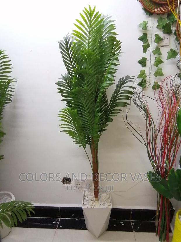 1.5m Palm Tree and Hard Plastic Vase on Offer - main view