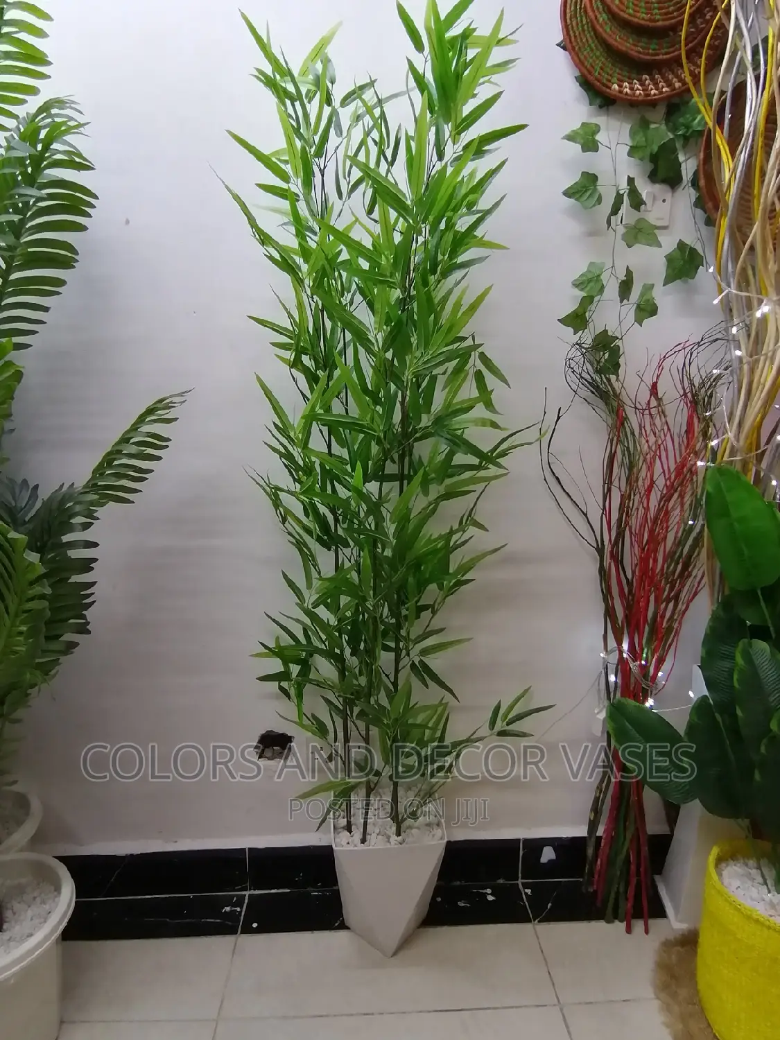 Bamboo Sticks Artificial With Plastic Vase 1.5m