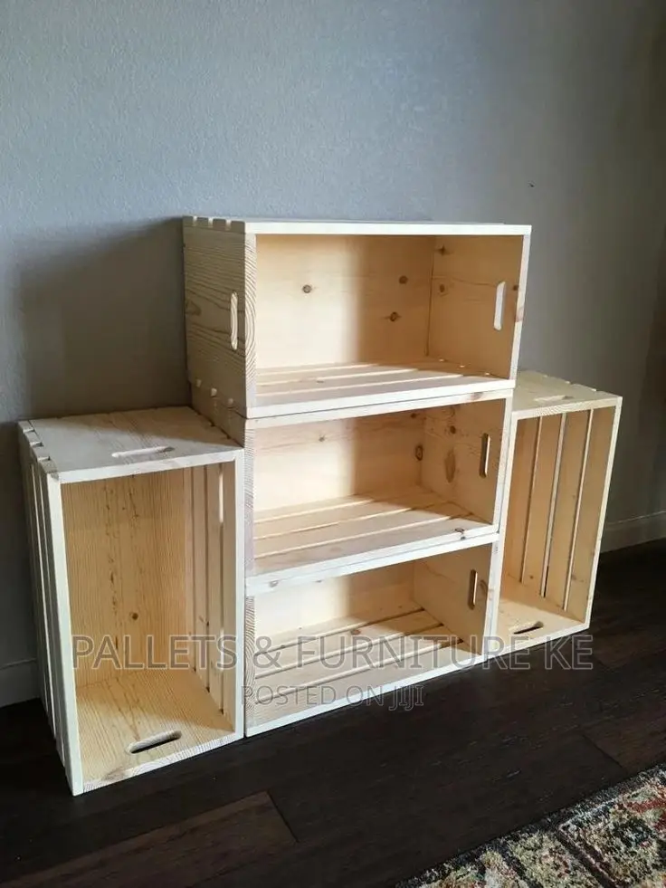 5 Crate Wood Shelving Unit