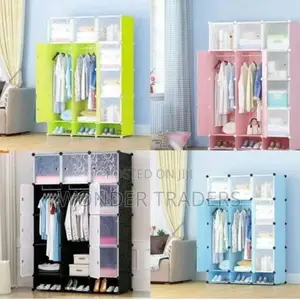 Portable 3 Colunm Plastic Wardrobe