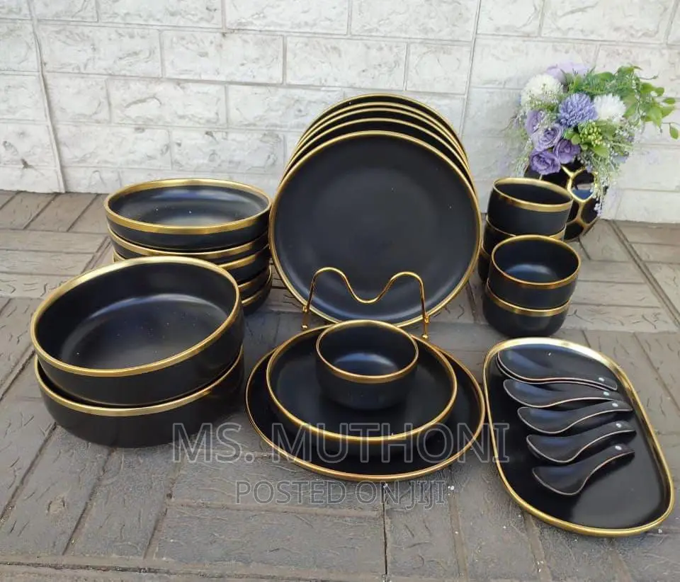 27pcs Dinner Set With Gold Rim*