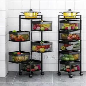 5 Tier Kitchen Square Rotatable Fruit Rack