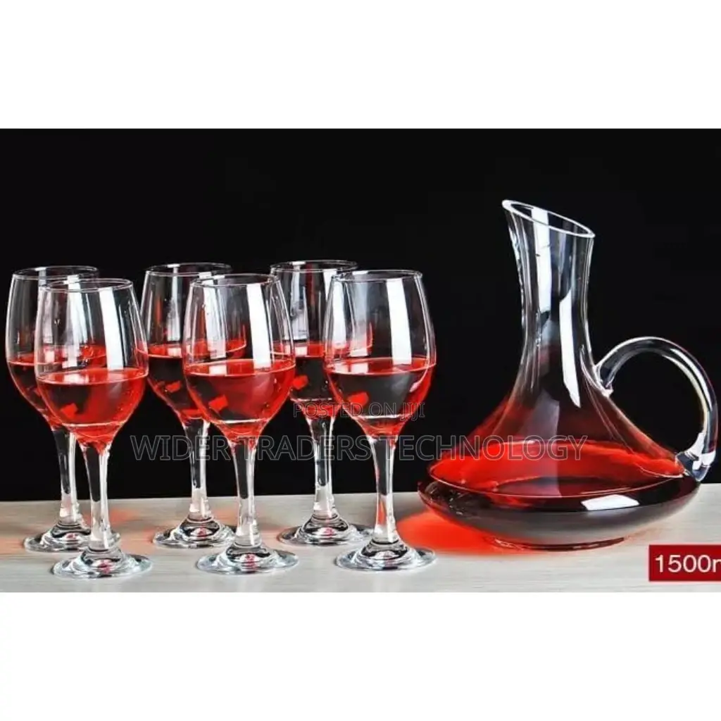 7pcs Plain Colour Wine Decanter Set With 6 Wine Glasses