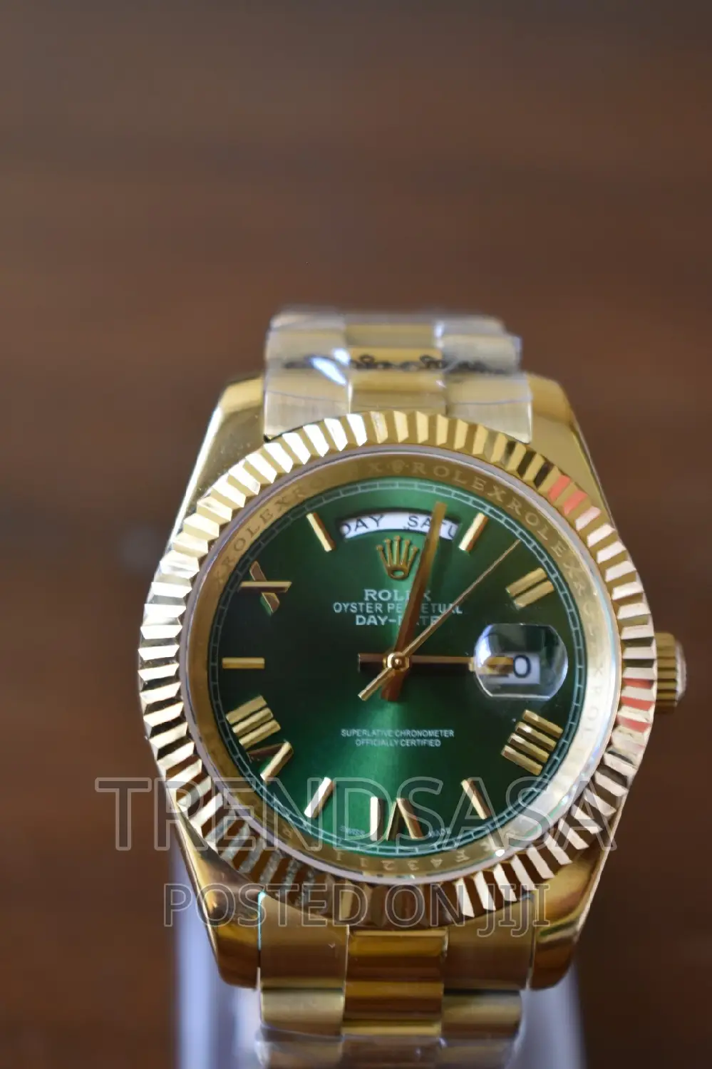 Rolex Day and Date Green Dial Yellow Gold Roman Numbers