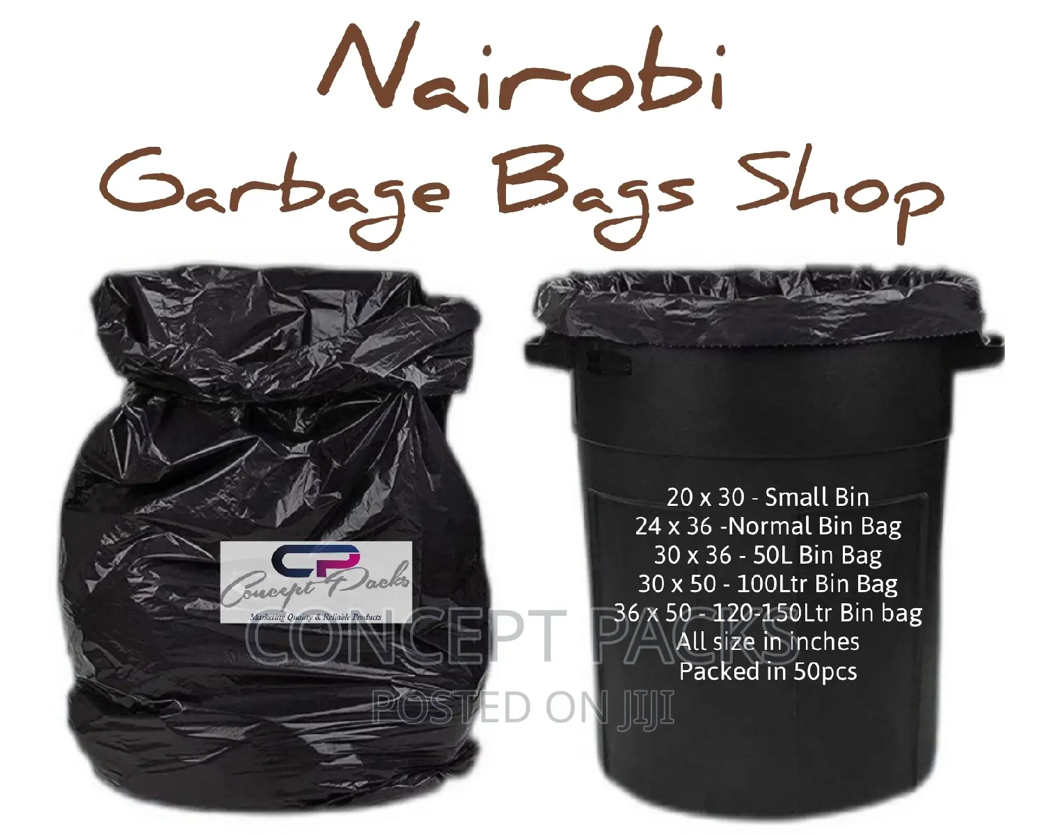Black Plastic Garbage Bags.