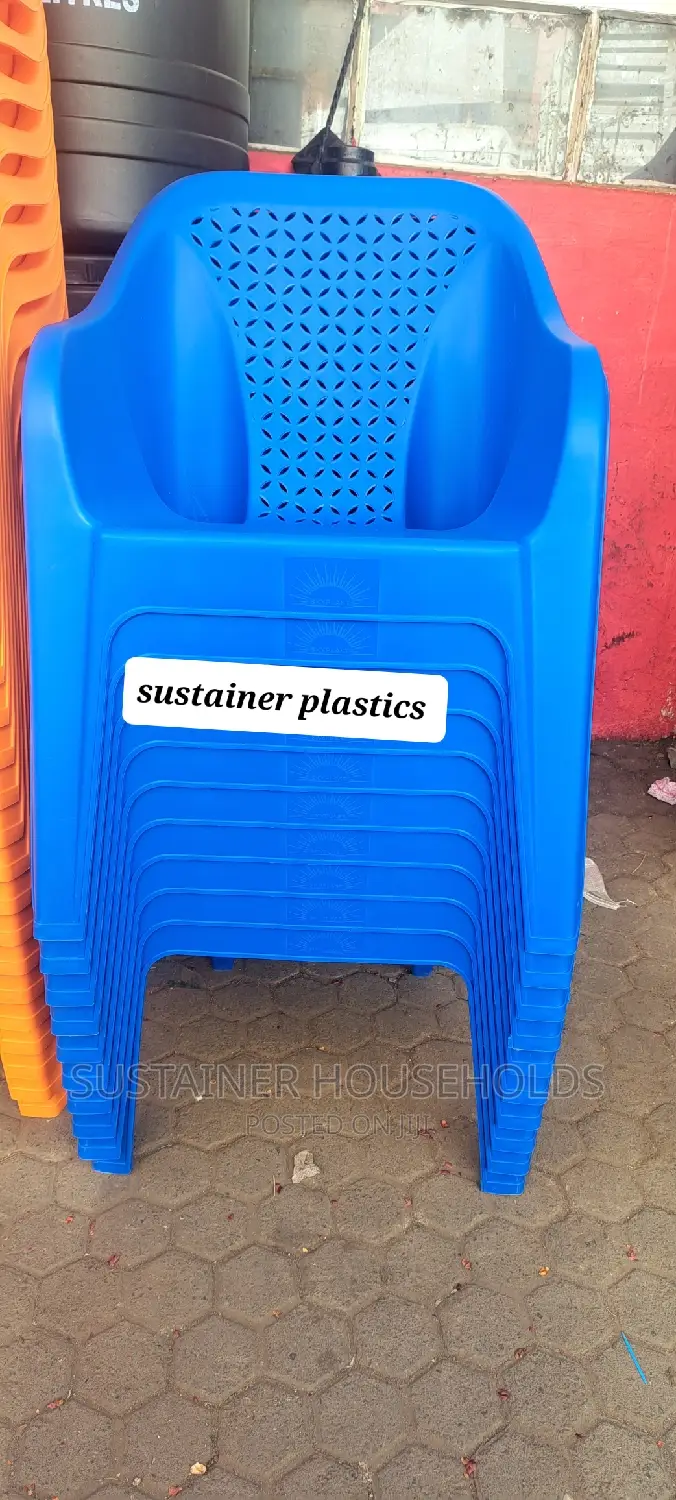 Brilliant Blue Plastic Chairs With Arms