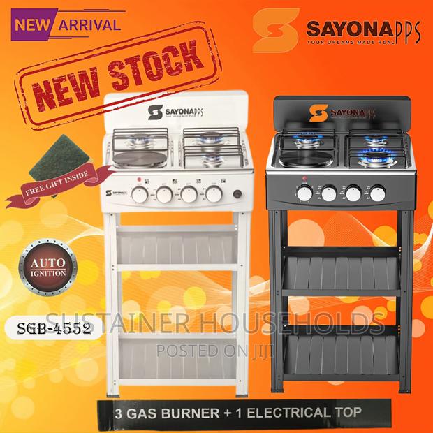 *Sayona Standing Cooker 3G+1E With Shelves (Very Steady)