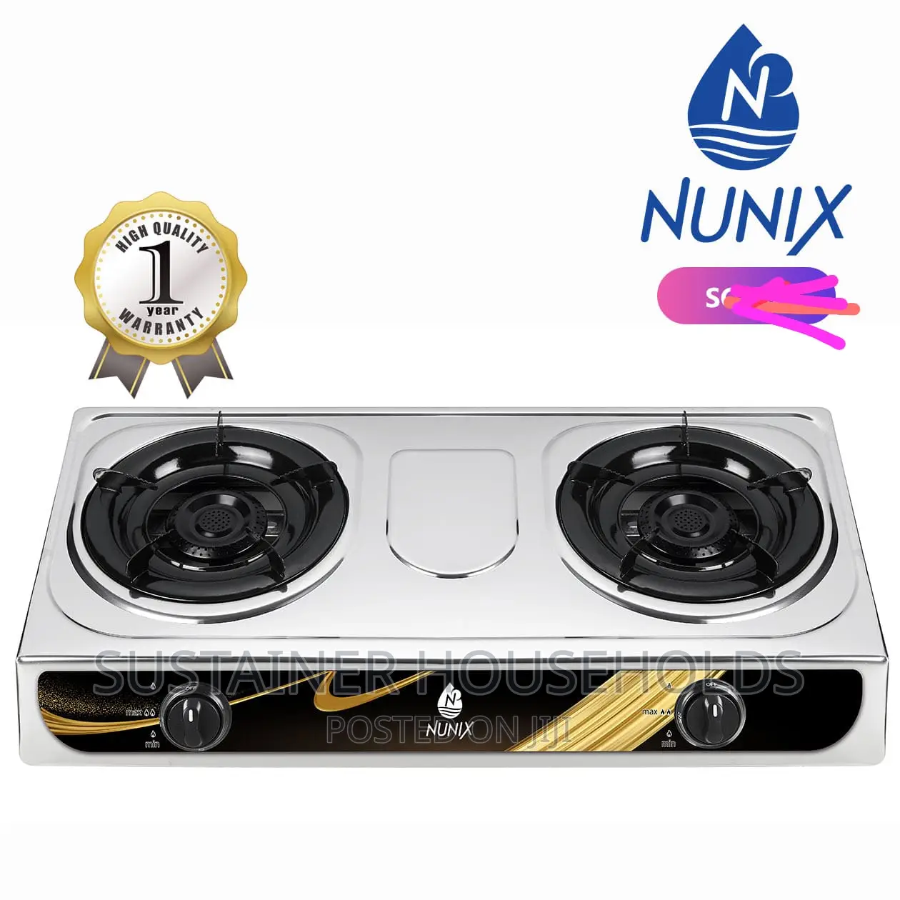 *Nunix SC001 Two Burner Table Top Stainless Steel
