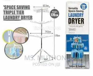 170cm High 3 Layer Metallic Versatile Space Saving Laundry