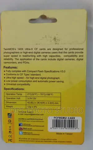 Twinmos 8GB Compact Flash Card(CFC)