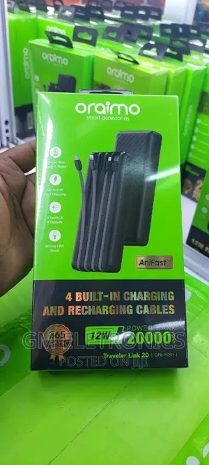 Oraimo 20000mah Powerbank With Attached Cables.