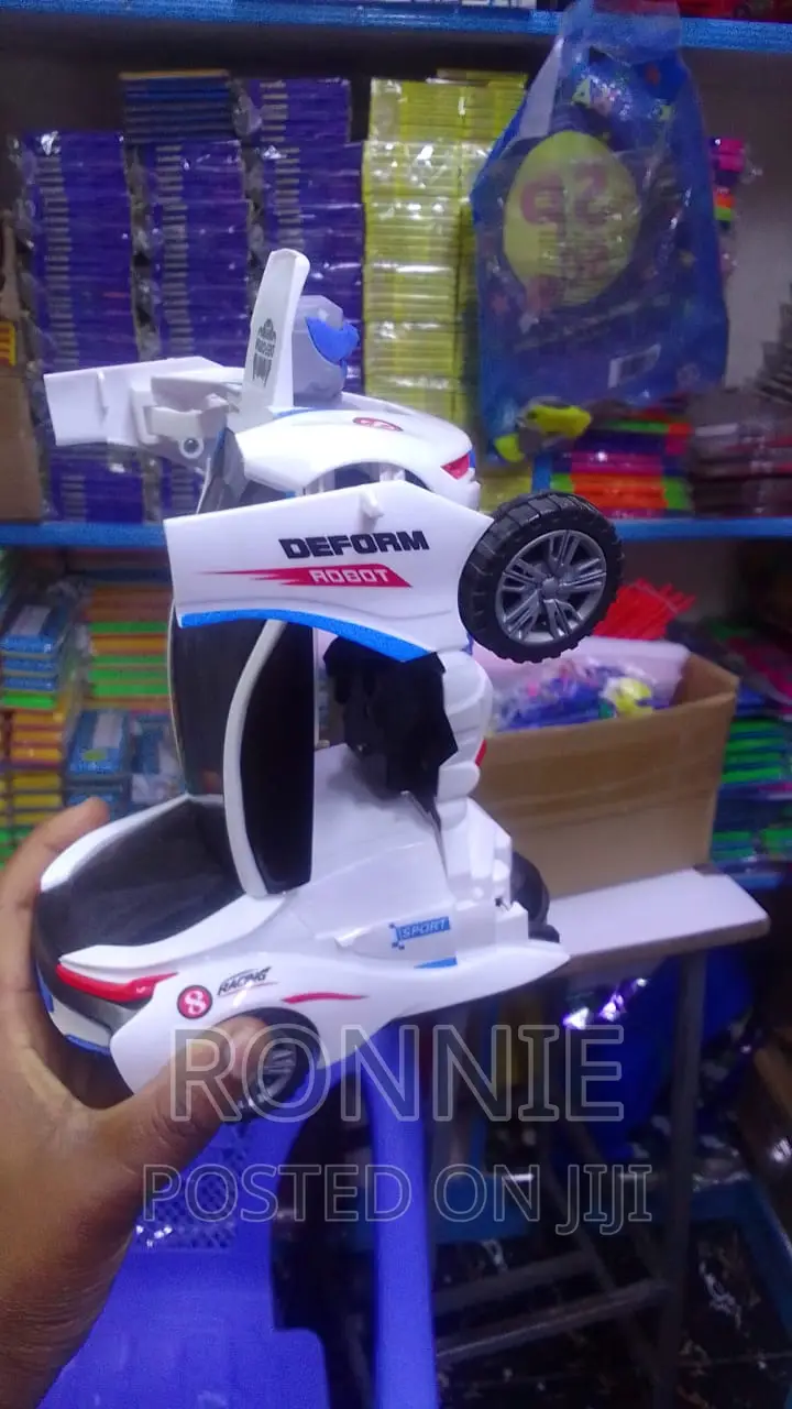 White Transformer Toy Car Robot Car
