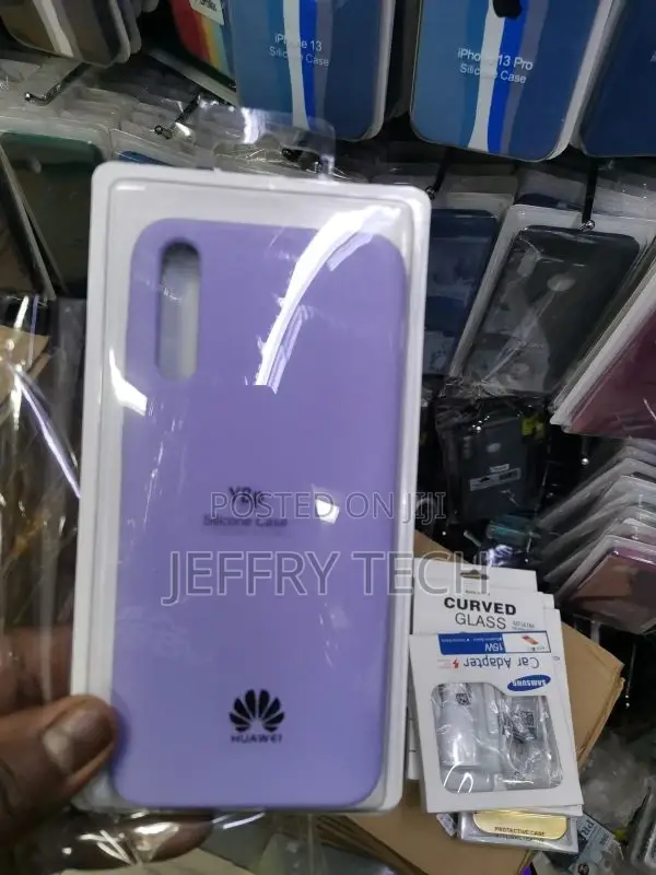 Huawei Y8p Case Square Silicone Phone Cover Purple