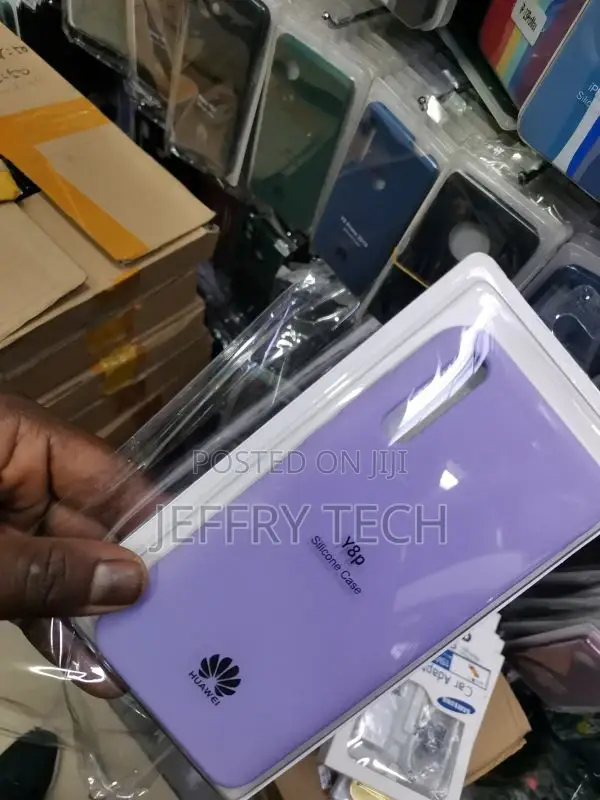 Huawei Y8p Case Square Silicone Phone Cover Purple