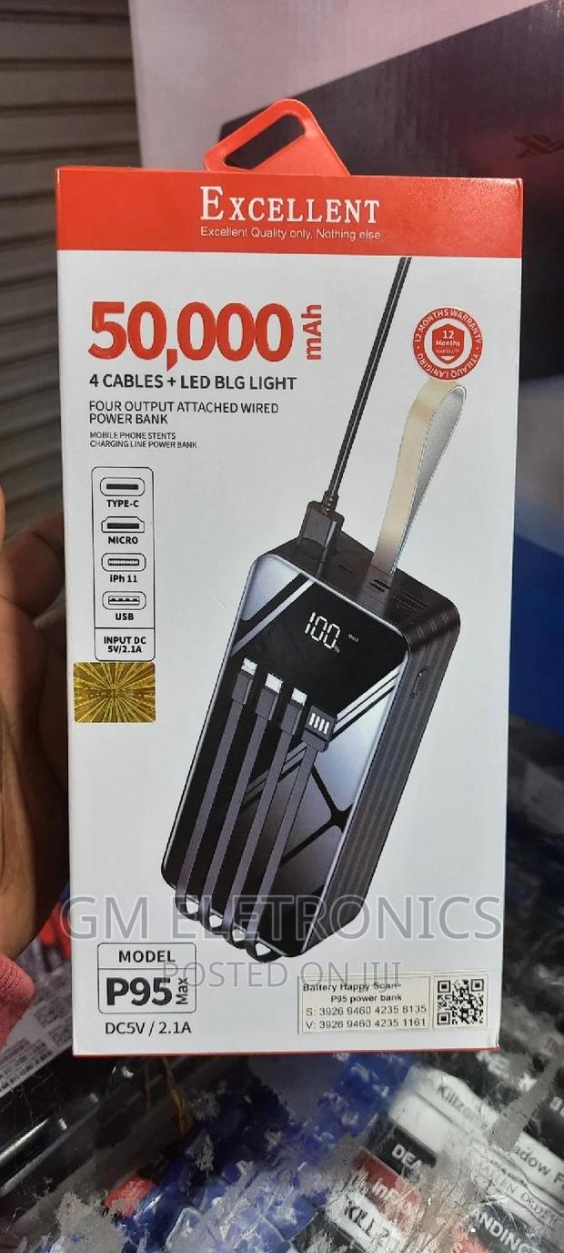 50000mah Portable Powerbank With Attached Charging Cables. - main view