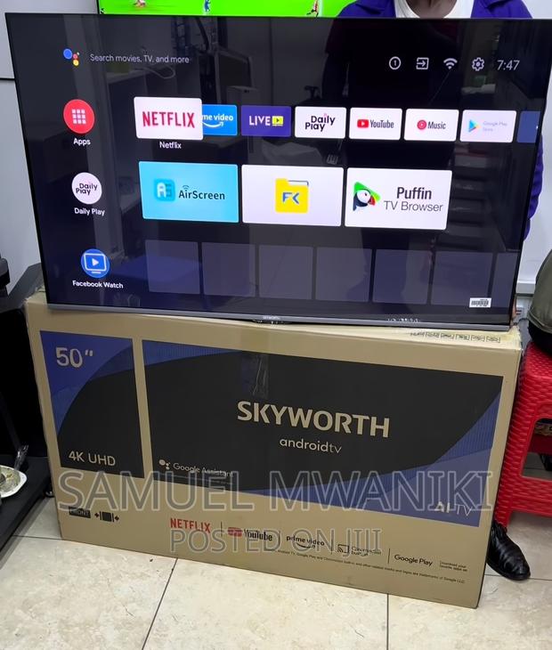 Skyworth 50′′ Uhd Frameless Smart Android Tv Black - thumbnail 3