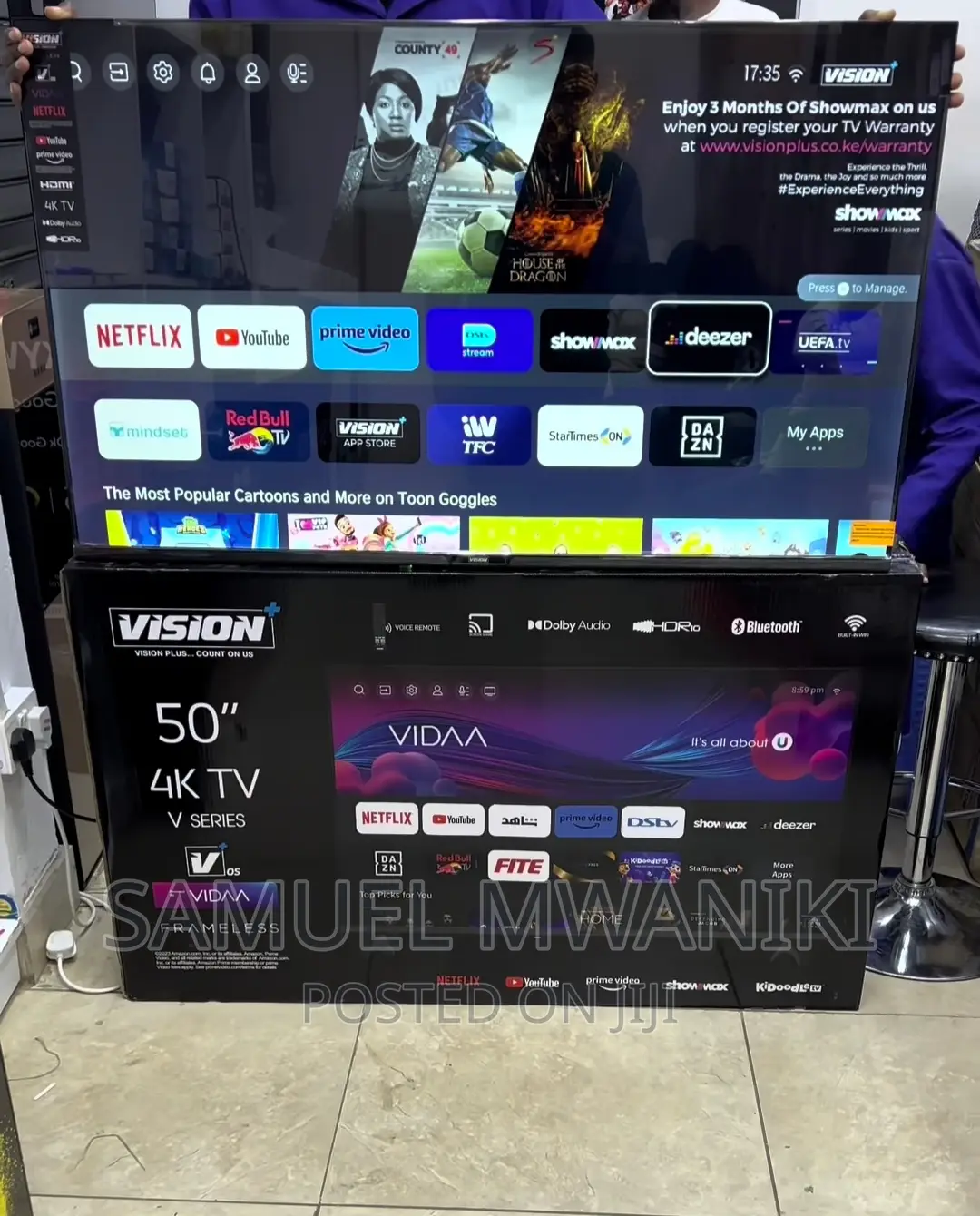 Vision Plus 50′′ Frameless V+ Os Smart Tv With Netflix